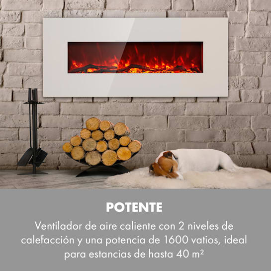 Klarstein Lausanne Long Chimenea eléctrica 1600W 2 niveles de