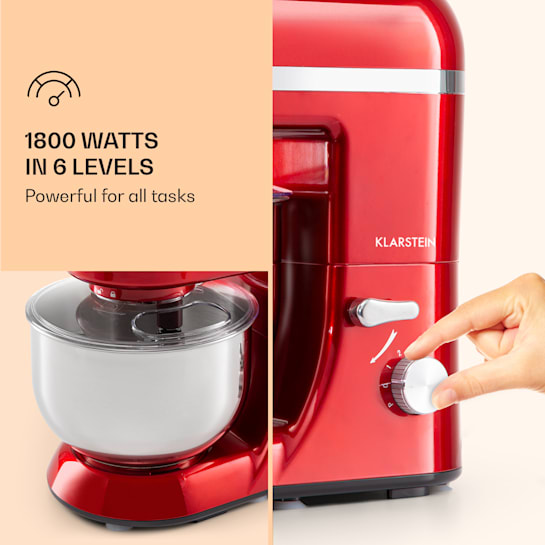 Klarstein Bella Elegance Food Processor 1300W 1.7 HP 6 Steps 5 Litres Red