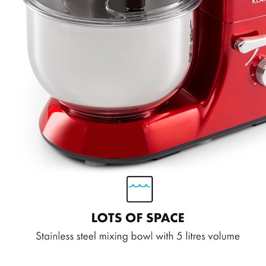 Klarstein Bella Elegance Food Processor 1300W 1.7 HP 6 Steps 5 Litres Red