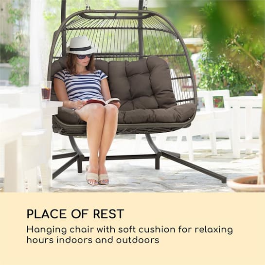 Blumfeldt Biarritz Double Sillón colgante de dos asientos con cojín 240