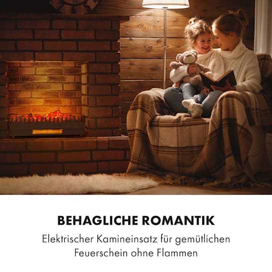 Kamini FXL Elektrischer Kamin Kamineinsatz 1000/2000W 2W LED schwarz
