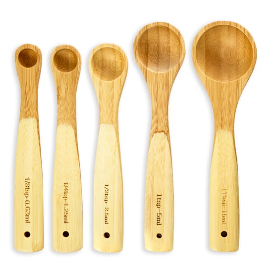 Measuring spoon set baking and cooking utensils ideal measuring set of 5 bamboo