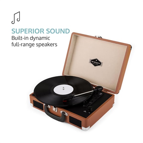 Marron Auna Peggy Sue Record Collector Set Tourne-Disque r/étro /& Valise /à vinyles 2 Enceintes st/ér/éo int/égr/ées sur Les c/ôt/és, num/érisation de vinyles par Le Port USB