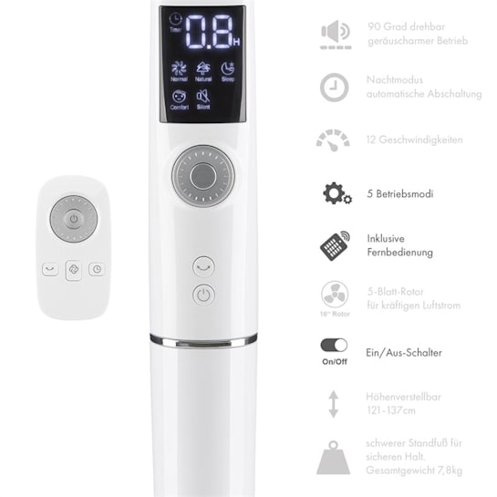 Silent Storm Standventilator 2er-Set 16" (41cm) 5-Blatt-Rotor weiß