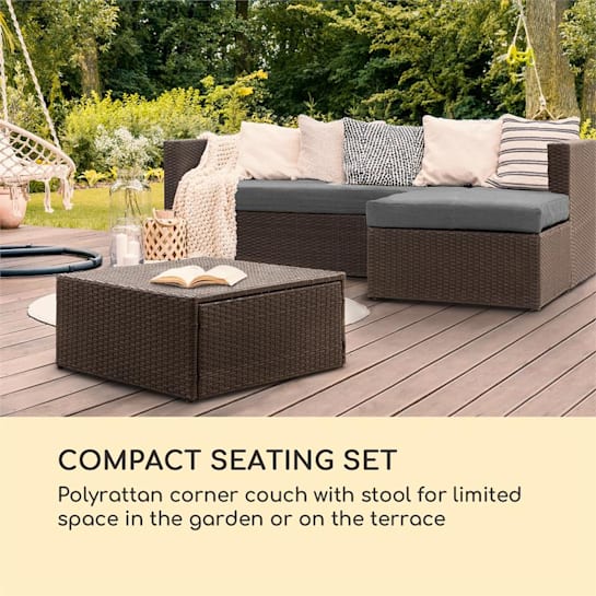 Theia Lounge Set Gartengarnitur Eckcouch Hocker 5 Kissen ...