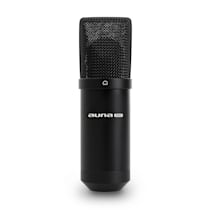 Microfono Podcast Su Treppiede Un Microfono Dinamico Nero Vista
