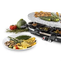 Appareil à raclette et grill avec surface à crêpe intégrée, convient pour 6  personnes, y compris fourches Teppan, convient pour le camping 800 W. :  : Cuisine et Maison