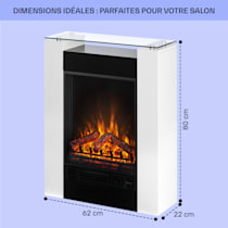Studio 5 cheminée électrique, radiateur soufflant, 5 niveaux de  luminosité, 2 niveaux de température, 900 ou 1800 watts de puissance, illusion de flammes réalistes