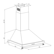 Montblanc 90 Hotte aspirante, Rétro, CEE : A, 610 m³/h, 165 W, 90 cm, 3 vitesses, Éclairage LED, Filtre à graisse en aluminium, Évacuation et  recyclage de l'air