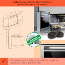 Hotte de cuisine Hotte aspirante îlot 60 cm Acier inoxydable et