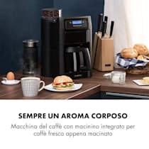 Klarstein Aromatica II Thermo Macchina Del Caffè, Macinino, 1,25 l, Nero  Caraffa termica