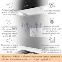 Klarstein Kronleuchter L Cappa a Isola 60cm Scarico: 590m³/h LED Touch  bianco Bianco