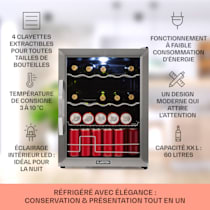 Beersafe XL Mix It Edition Réfrigérateur à boissons, volume : 60 litres, 1 clayette métallique, 2 porte-bouteilles et 1 casier à Champagne, température intérieure réglable de 0 à 13 °C