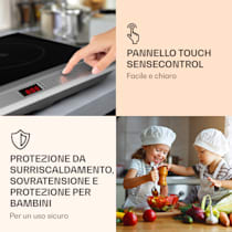 MisterCook Duo Piastra elettrica Piano cottura a infrarossi, 2 zone di  cottura, 3000W, 10 impostazioni di potenza e temperatura, 90-650 °C, Timer fino a 3 ore, Pannello di controllo touch