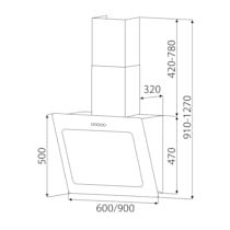 Klarstein Alina Campana extractora de 90cm 600 m³/h Pantalla led