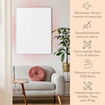 Wonderwall Air 120 - Pannello riscaldante a infrarossi, 120 x 100 cm, 1200 W, IR ComfortHeat, Montaggio a parete, OpenWindow Detection, Ideale per chi soffre di allergie: non solleva polvere