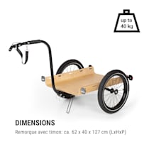 Klarfit Companion Travel Remorque de vélo 40 kg - Pneus 16 - Noir & Bois  Standard
