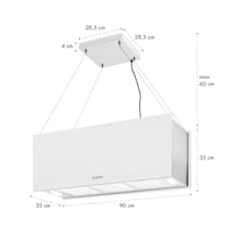 Klarstein Kronleuchter XL cappa aspirante a isola 90cm ricircolo 590m³/h LED  touch bianco