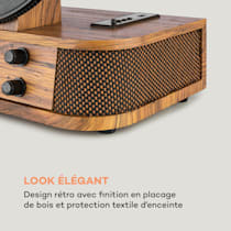 Platine vinyles en Bois laqué style Retro avec Radio et USB