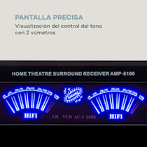 auna AMP 5100 BT 5.1 - Amplificador, 2 x 120 W + 3 x 50 W RMS, Bluetooth,  Puerto USB, Ranura SD, 2 Conectores de micrófono, Entrada AUX, 2 vúmetros,  Plateado : : Electrónica