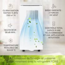 Metrobreeze Rom climatiseur mobile climatiseur, puissance : 10 000 BTU/3,0  kW, CEE A+, télécommande, température : 18 - 30 °C, ventilateur