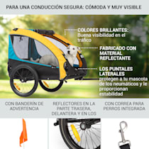 Carro de perro remolque bicicleta plegable para mascotas de hasta 40 kg  gris azul