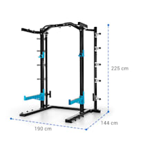 Capital Sports Amazor - jaula musculación multifuncional, power rack, Hasta  500 Kg, J-Cups para 350 kg, dominadas torre, Ajustable, Acero revestido en