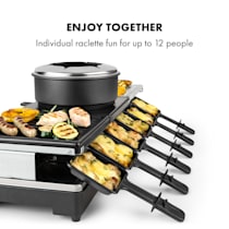 Fonduelette XL, Gril, Raclette, Fonduta 3in1, 12 Persone, Pietra Naturale,  1650W