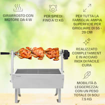 Sauenland Mini, Griglia con Girarrosto, 12kg max., Acciaio Inox, 4W