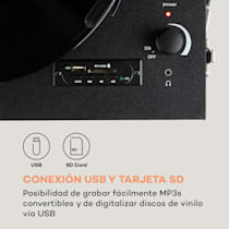 auna Jerry Lee BT Tocadiscos Bluetooth USB grabación y reproducción Marrón