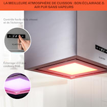 Kronleuchter Smart Hotte aspirante îlot 595m³ / h Panneau LED contrôle par  application Noir