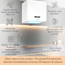 Kronleuchter Smart Hotte aspirante îlot 595m³ / h Panneau LED contrôle par  application Noir