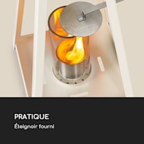 Cheminée à l'éthanol Fiamme Scoppi, durée de combustion : 5 à 6 heures, pour l'intérieur et l'extérieur, 3L, verre trempé, tôle d'acier, brûleur  en acier inoxydable