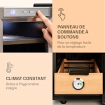 Klarstein el presidente 23 humidor 23l - cave à cigares de luxe - 38db -  50w - porte vitrée - inox & bois de hêtre KLARSTEIN Pas Cher 