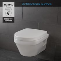 uitgebreid snorkel verwerken Senzano toiletdeksel wc bril toiletzitting | D-vorm | sluit automatisch |  afneembaar | antibacterieel | van Duroplast en roestvrij edelstaal |  eenvoudige montage