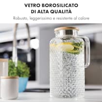 Glaswerk Livenza - Caraffa per l'acqua, caraffa di vetro con coperchio, Volume: 1,9 litri, Coperchio stabile, Vetro borosilicato