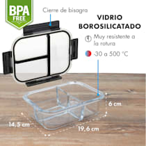 Jardine Juego de 3 fiambreras 1 compartimento 1040 ml Vidrio de  borosilicato Tapa