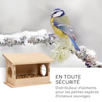 Mini mangeoire à oiseaux en bois sur un nichoir en chaîne à suspendre,  station