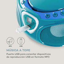 Roadie CD Boombox con radio FM y espectáculo de luces, reproductor de CD, radio FM, Bluetooth 5.0, efecto de luces LED de discoteca, USB, AUX-In