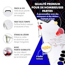 Backspin table de Beer Pong Set Lines, table en aluminium avec poignées de  transport, porte-gobelets, 50 red solo cups et 50 blue solo cups  originales