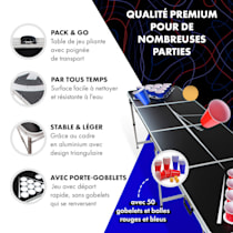 Ensemble table de beer pong Backspin, table en aluminium avec poignées de  transport, compartiment à glace, porte-gobelet, 50 Red Solo Cups  originales, 50 Shot Cups