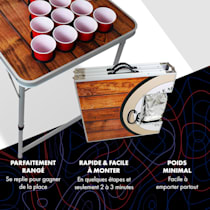 Backspin table de Beer Pong set White DIY Poignées de transport  Porte-balles 6 balles Table de jeu, tasse et tasse de tir