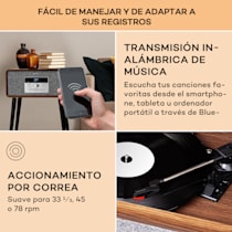 Auna Tocadiscos de Vinilo Vintage, Incluye Altavoces con Sistema Estéreo,  para Musica, Tocadiscos de Vinilo, Reproductor Vinilo Retro con Bluetooth,  Potente Sistema Sonido, Giradiscos Portátil Casa : : Electrónica