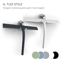 Blaze - Tergivetro, lavavetri per doccia tergicristallo, 23 cm, Con 3  supporti, Silicone, Nucleo in acciaio inox, Ergonomico, Antiscivolo