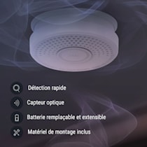 Smoke Detector Mount Bundle Détecteur de fumée Support magnétique Détecteur  d'incendie, Détecteur de fumée DOF39, Signal d'avertissement : 85 dB, Couverture jusqu'à 30 m²