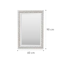 Stratford Specchio da parete, rettangolare, Formato orizzontale o  verticale, Dimensioni: 90 x 60 x 2,5 cm, Superficie: 74 x 44 cm, da  appendere alla parete, Cornice di legno, Shabby chic