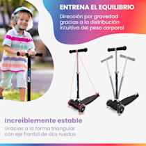 ONE Deluxe Monopatín para niños Patinete para niños Monopatín infantil, 3-6  años, Dirección por gravedad, Ruedas led con funcionamiento de dinamo, Hasta 50 kg de peso