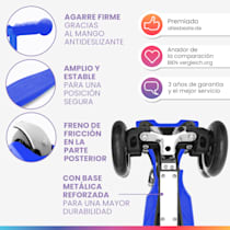 ONE Deluxe Monopatín para niños Patinete para niños Monopatín infantil, 3-6  años, Dirección por gravedad, Ruedas led con funcionamiento de dinamo, Hasta 50 kg de peso