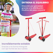 ONE Deluxe Monopatín para niños Patinete para niños Monopatín infantil, 3-6  años, Dirección por gravedad, Ruedas led con funcionamiento de dinamo, Hasta 50 kg de peso