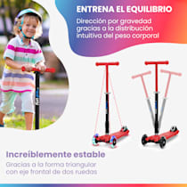 TWO Monopatín para niños Patinete para niños Monopatín infantil, A partir  de 5 años, Dirección por gravedad, Ruedas led con funcionamiento de  dinamo, Hasta 80 kg de peso